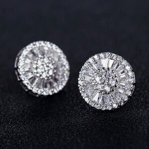 Crystal CZ Round Stud Earrings